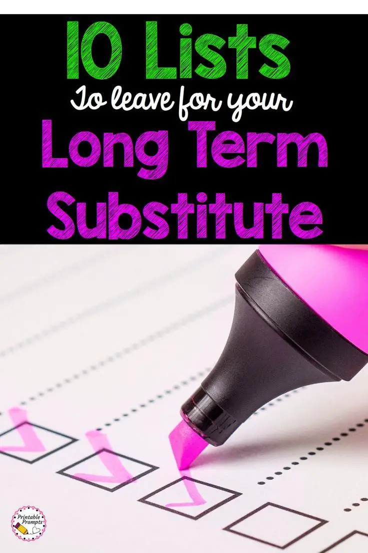 10 Lists to leave for your Long Term Substitute ...