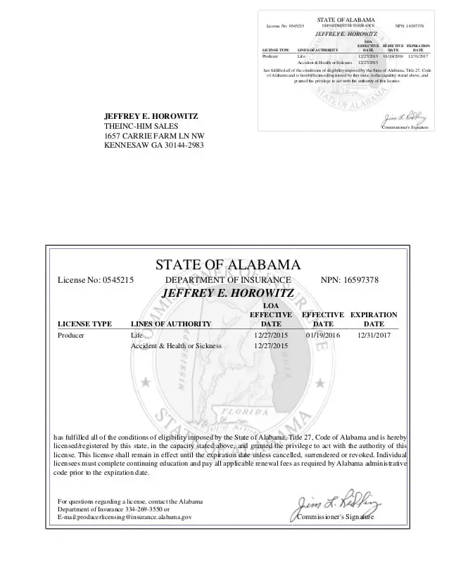 Alabama Life and Health Insurance License