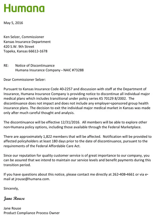 Employer Health Insurance Cancellation Letter Sample ...