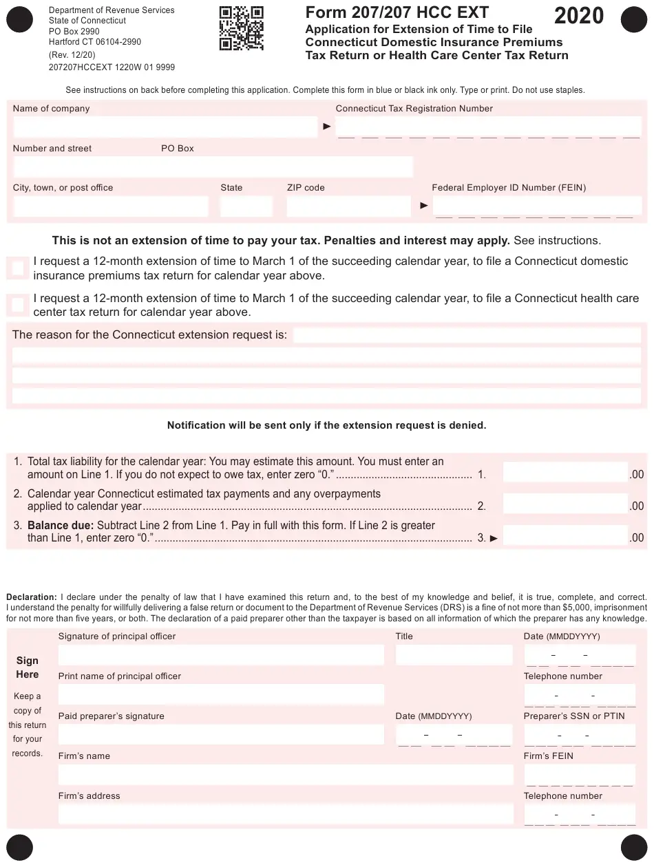 Form 207/207 HCC EXT Download Printable PDF or Fill Online ...