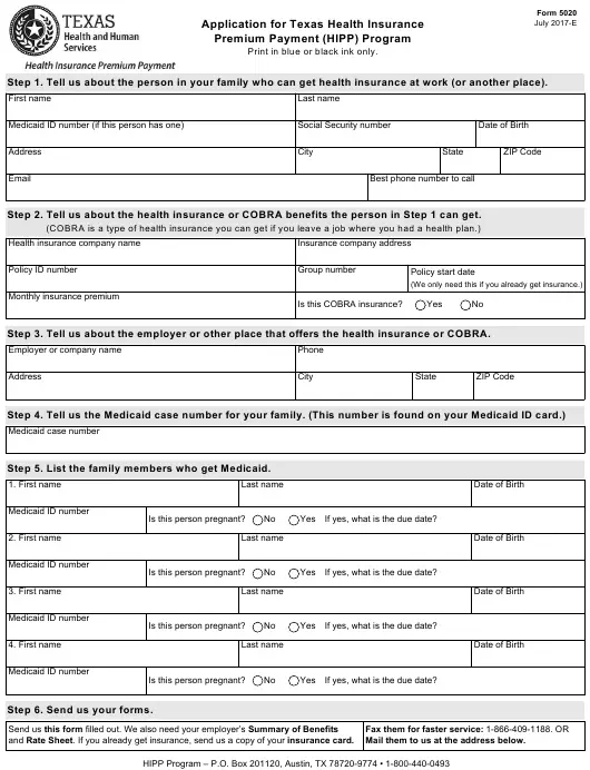 Form 5020 Download Fillable PDF or Fill Online Application ...