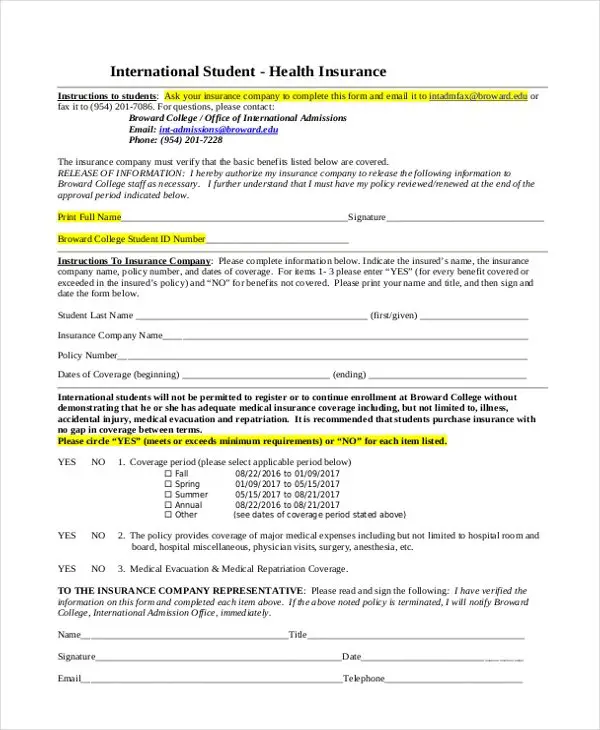 FREE 10+ Sample Health Insurance Forms in PDF