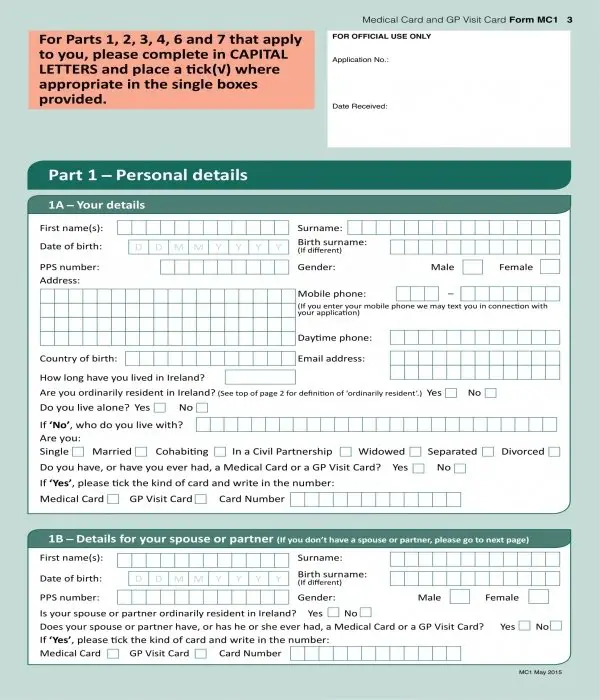 FREE 4+ Medical Card Application Forms in PDF