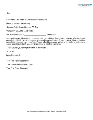 FREE 5+ Insurance Termination Letter Samples in PDF