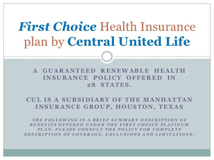 Guaranteed Renewable Health Insurance Policy : United Home Life ...