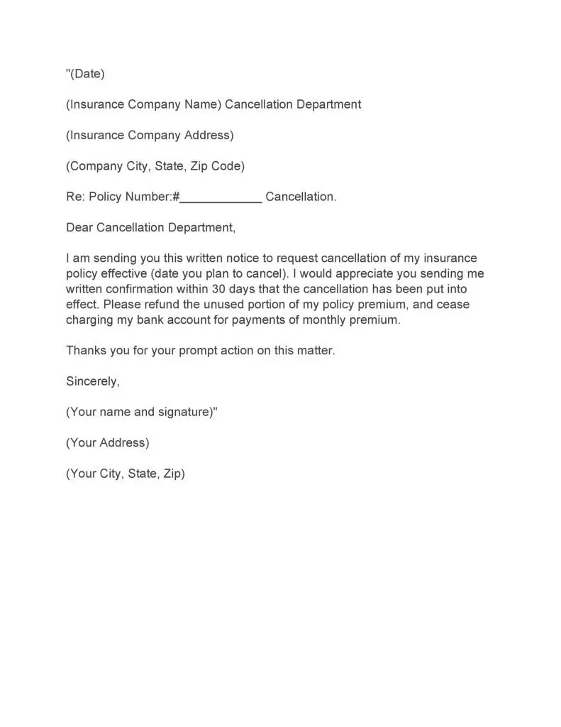 Health Insurance Cancellation Letter To Employee For Your Needs ...