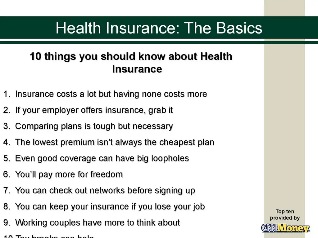 Health insurance. The basics