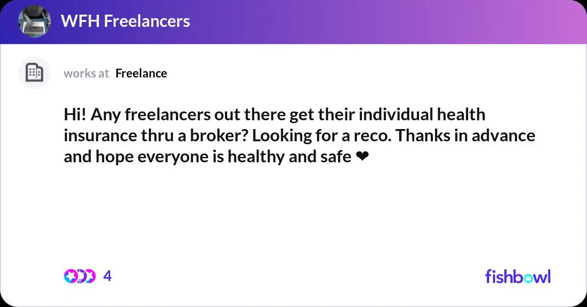 Hi! Any freelancers out there get their individual health insurance ...