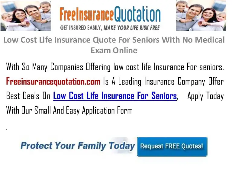 Low Cost Life Insurance Quote For Seniors With No Medical Exam Online