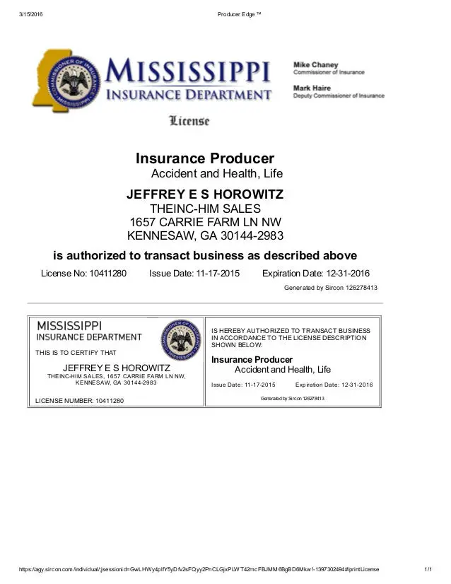 Mississippi Life and Health Insurance License